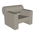 Beige Upholstered Leisure Chair With Modern Minimalist Design And Square Armrests