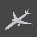 White Commercial Passenger Plane With Extended Landing Gear And Wing Engines