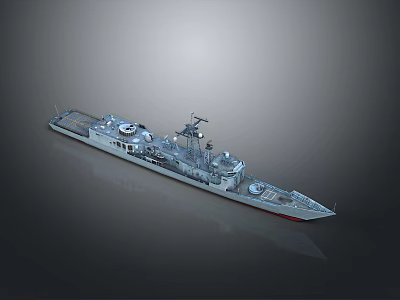 Detailed Scale Military Ship Model Featuring Deck Antenna And Hull Design 3d model