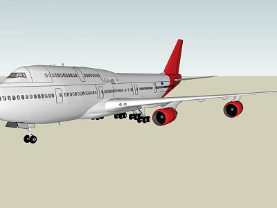 International Airlines Commercial Airliner With White Fuselage Red Tail Fin Engines And Landing Gear 3d model