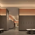 Modern SPA Sauna Interior Design With Wooden Lockers Rest Benches And Serene Ambiance