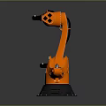 Orange Industrial Robotic Arm With Articulated Joints And Stable Metal Base