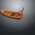 Small Traditional Wooden Boat with Rowing Oars and Classic Structure
