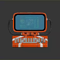Vintage Orange Portable Computer With Green Screen Keyboard And Handle Design 3d model