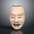 Traditional Handcrafted Costume Mask Featuring White Base And Colorful Facial Details