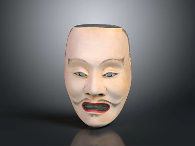Traditional Handcrafted Costume Mask Featuring White Base And Colorful Facial Details 3d model