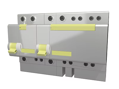 Industrial Control Panel Equipment With Metal Body Multiple Buttons And Yellow Strips 3d model