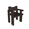 Modern Black Wooden Armchair With Simple Square Structure And Solid Design 3d model