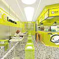 Lemon Tree Bubble Tea Shop Bright Green Exterior with Citric Acid Drinks Glass Windows