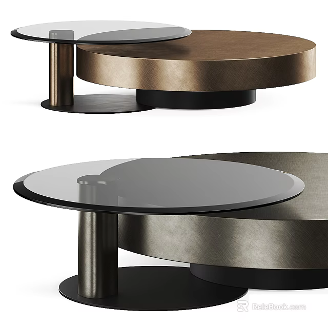 Modern Round Coffee Table With Glass Top And Black Metal Legs Design 3d model 