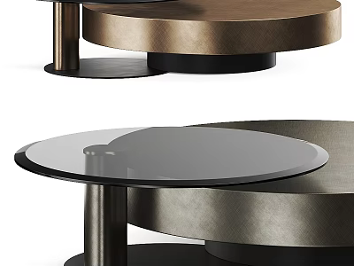 Modern Round Coffee Table With Glass Top And Black Metal Legs Design 3d model