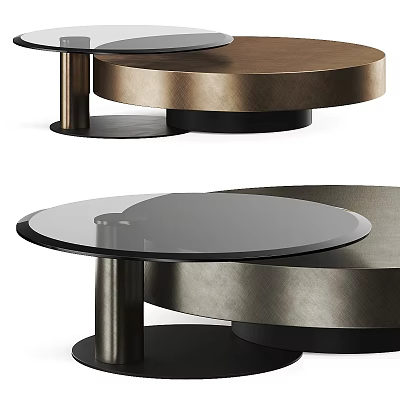 Modern Round Coffee Table With Glass Top And Black Metal Legs Design 3d model