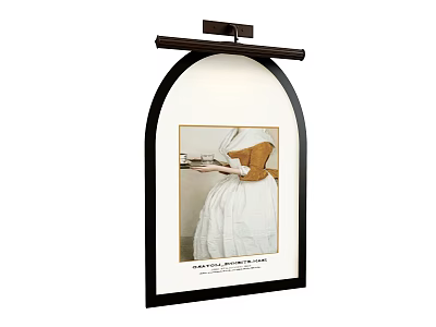 Arch Shaped Framed Wall Art Featuring Woman in White Dress with Tray 3d model