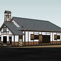 Traditional Building Featuring Gray Tile Roof Tower Wooden Structure And White Walls