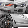 Silver BMW Sedan With Sporty Exterior Design Front And Rear Views