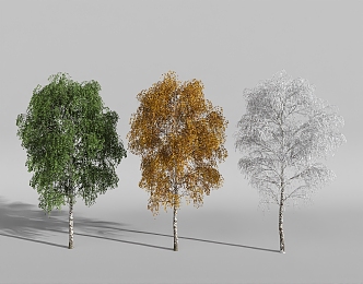 plant four seasons landscape tree spring summer autumn winter 3d model