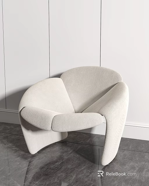 Modern Light Colored Fabric Lounge Chair With Curved Design For Interior Decor 3d model 