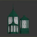 Green Decorative Lantern Furniture With Various Sizes Metal Frame And Glass Panels