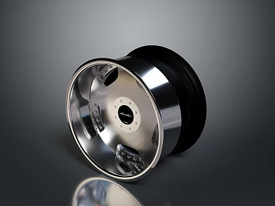 Car Tire With Polished Silver Alloy Wheel And Black Rubber Design 3d model