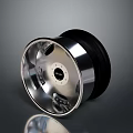 Car Tire With Polished Silver Alloy Wheel And Black Rubber Design