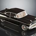 Classic Black And White Vintage Car With Retro Design Chrome Accents And Shiny Finish