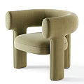 Olive Green Upholstered Accent Chair with Rounded Arms and Modern Minimalist Design
