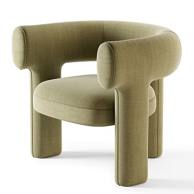 Olive Green Upholstered Accent Chair with Rounded Arms and Modern Minimalist Design 3d model