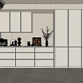 Modern Kitchen Interior With White Cabinets Countertop Coffee Machine And Decorative Vase