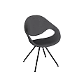 Modern Upholstered Dining Chairs With Curved Backrest And Black Metal Legs