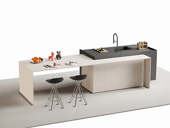 Western Kitchen Bar Nakajima Dining Table and Chair Dining Island Table 3d model