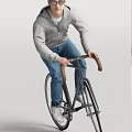 Man Riding Stylish Classic Road Bike In Casual Outfit With Leather Handlebar Grips