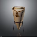 Terracotta Conical Vase With Rope Tassel Decoration On Iron Stand