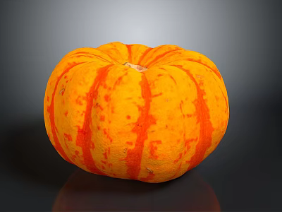 Fresh Round Orange Pumpkin With Red Stripes For Home Decor And Kitchen Use 3d model