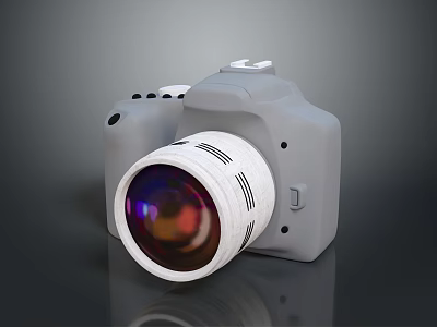 Professional Digital Camera With Large Lens And Sleek Gray Body Design 3d model