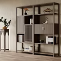 New Chinese Style Display Shelf With Decorative Items Books And Vases
