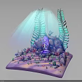 Underwater Natural Scene With Green Seagrass Rocks Colorful Corals And Small Marine Life