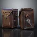 Vintage Brown Leather Cases With Classic Metal Clasps And Retro Design