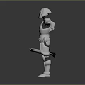 Clone Trooper In White Armor Standing With Arms Outstretched And Small Droid 3d model
