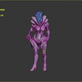 Futuristic Game Movie Character With Purple White Biomechanical Armor Patterned Design And Female Figure