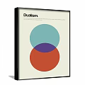 Dualism Concept Poster Design With Overlapping Light Blue Purple Red Circles