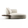 Modern Single Sofa With Beige Fabric Round Design And Side Table Cushion 3d model