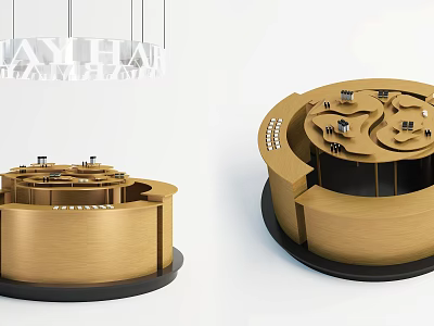 Modern Shower Sauna Interior Design With Circular Wooden Structure And Details 3d model