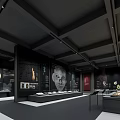 Cultural Center Interior Featuring Exhibition Halls Artifacts And Modern Lighting Design