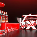 Budweiser Red Display Setup With Yeah Sign And Product Shelves 3d model