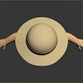 3D Character Model Of Woman In Purple Floral Dress With Wide Brimmed Hat And Glasses