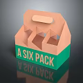 Pink Green Six Pack Cardboard Carrier With Handle For Beverage Daily Supplies