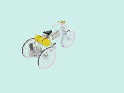 Vintage Bicycle with White Frame Yellow Tank Black Seat and Classic Design 3d model