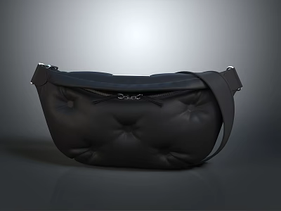 Stylish Black Quilted Leather Fanny Pack With Adjustable Strap For Daily Use 3d model