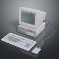 Classic Vintage Desktop Computer System With Monitor Keyboard And Mouse