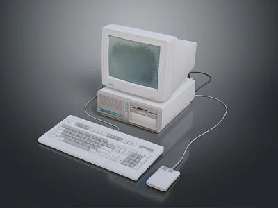 Classic Vintage Desktop Computer System With Monitor Keyboard And Mouse 3d model
